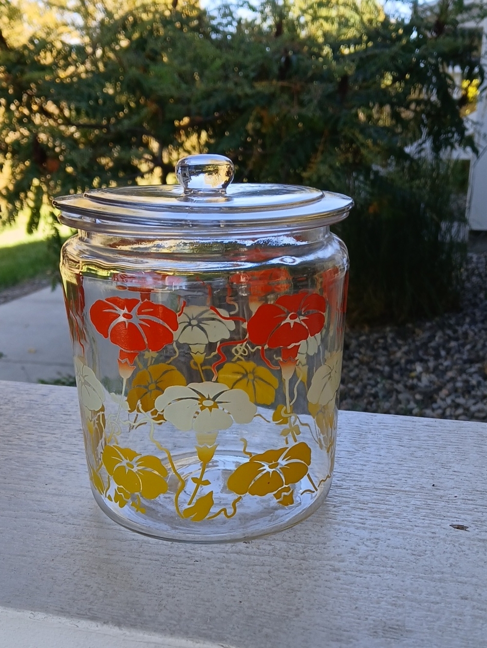 Glass Canister w/ Pansies